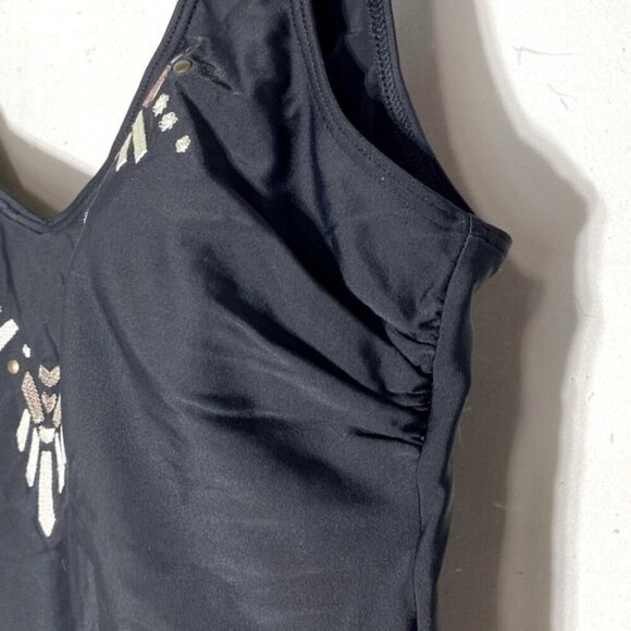 Christina Black One Piece Swimsuit Bathing Suit With Decorated Décolletage 14 - Picture 3 of 13